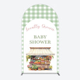 Lofaris Floral Shelf Locally Grown Green Plaid Arch Backdrop